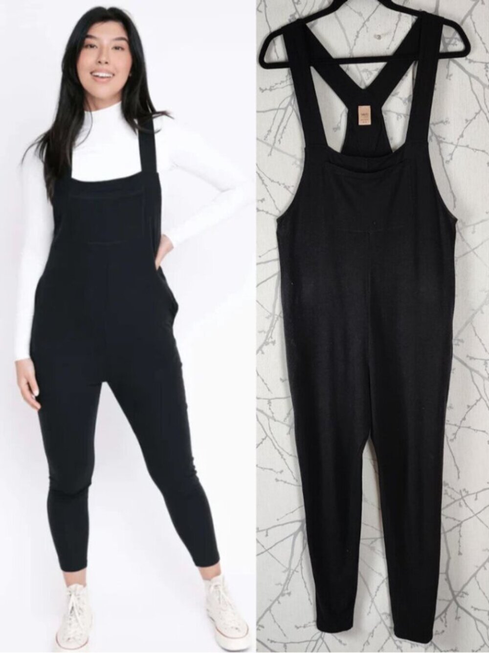 Smash + Tess Black Bamboo Cotton Stretch Jersey Romperalls